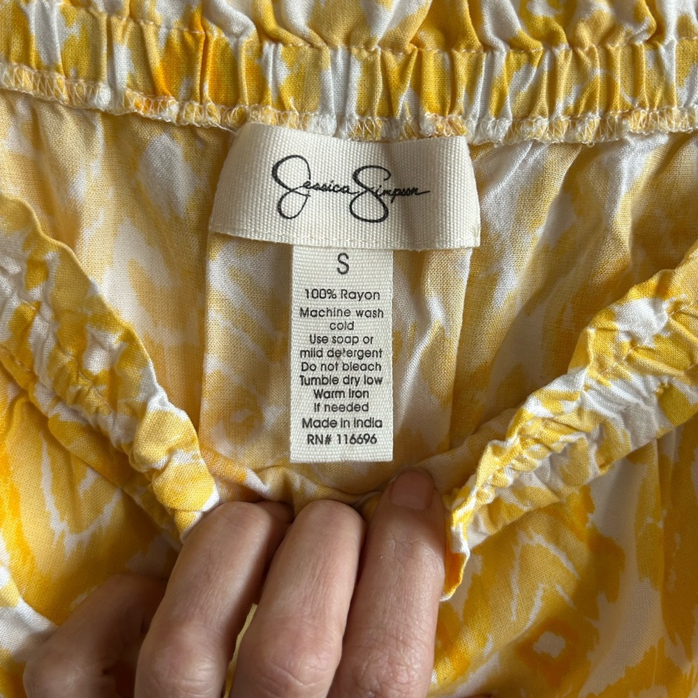 Jessica Simpson Yellow and White Floral Rayon Dress
